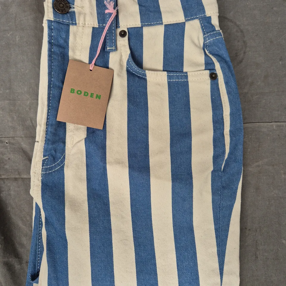 BODEN HIGH RISE STRIPE JEANS IN WHITE/BLUE SIZE 27R
