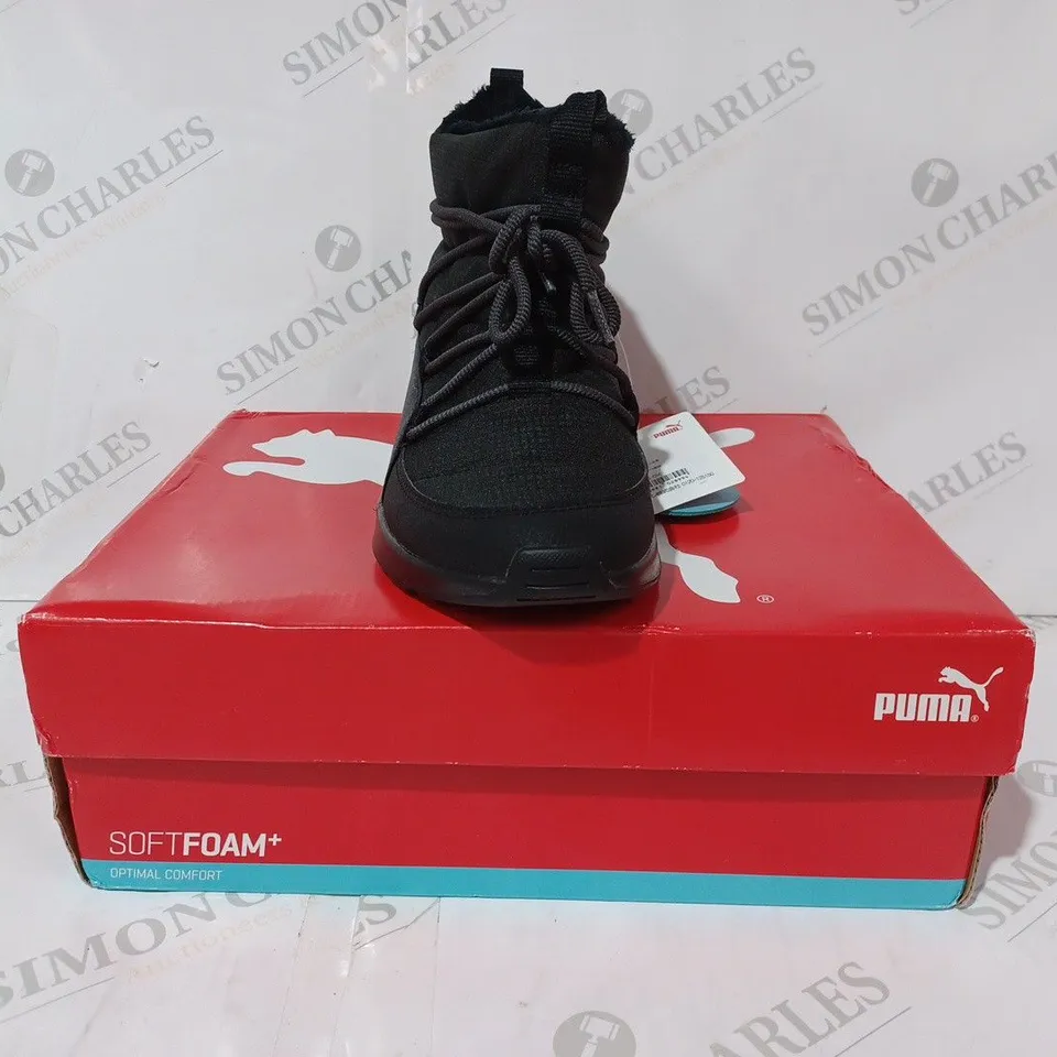 BOXED PAIR OF PUMA ADELA WINTER BOOTS IN BLACK UK SIZE 4.5
