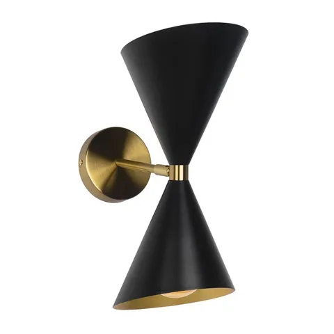 BOXED MID-CENTURY MODERN 2-LIGHT UP AND DOWN HOURGLASS WALL SCONCE