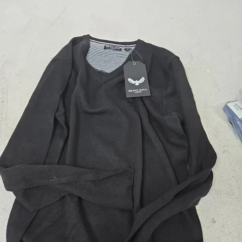 BRAVE SOUL LONDON BLACK KNIT CARDIGAN – UK SIZE M