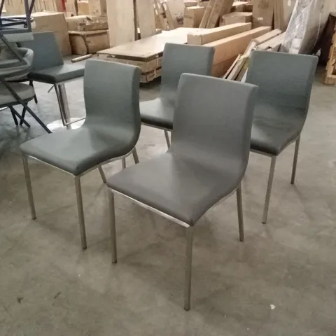 SET OF 4 AUDREY GREY FAUX LEATHER DINING CHAIRS