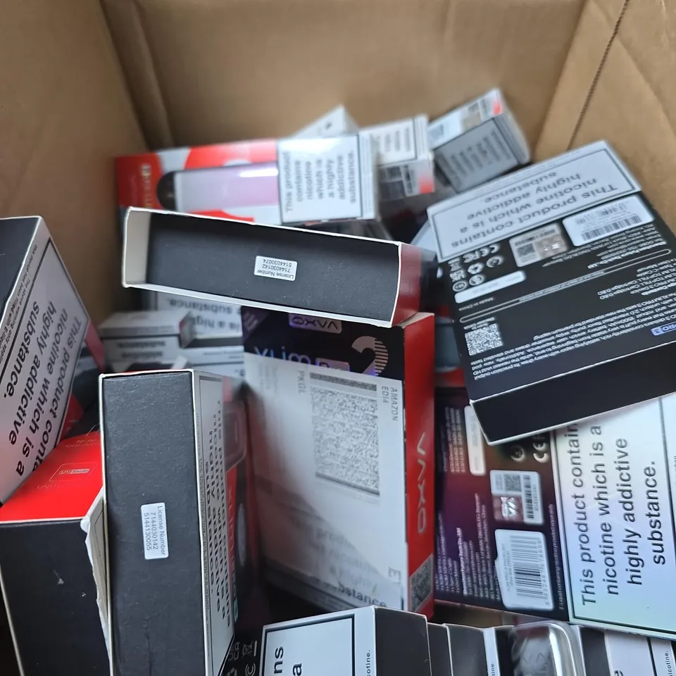 BOX OF APPROXIMATELY 30 ASSORTED OXVA E CIG ITEMS