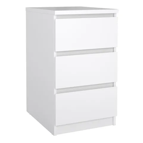 BOXED NAIA BEDSIDE WITH 3 DRAWERS IN WHITE HIGH GLOSS