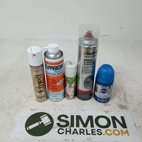 APPROXIMATELY 15 ASSORTED AEROSOLS TO INCLUDE CLIPPERCIDE SPRAY, LOREAL ELNETT, AIRPURE ATLANTIS BAY, ETC