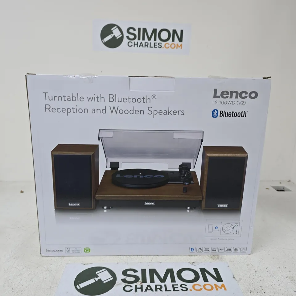 LENCO LS-100WD (V2) TURNTABLE WITH BLUETOOTH AND WOODEN SPEAKERS