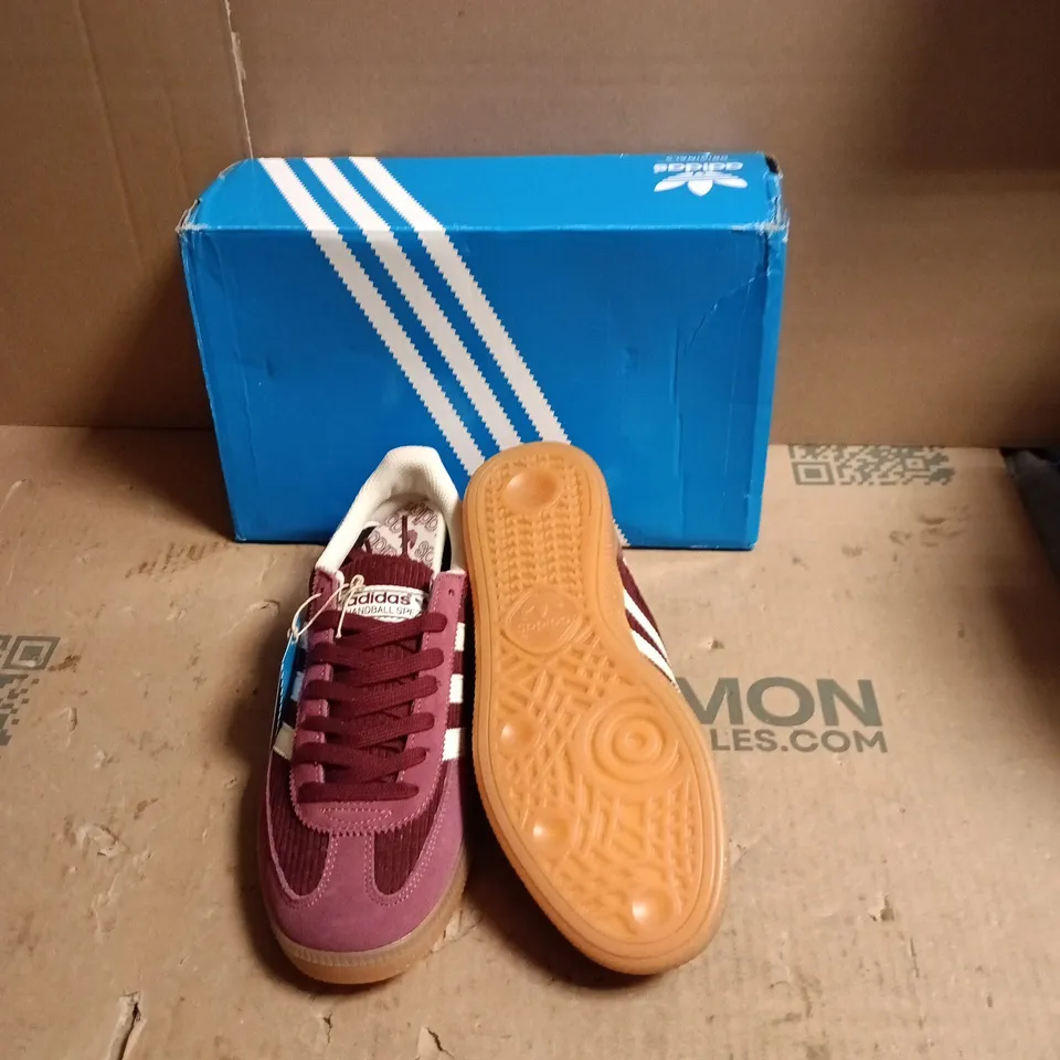 ADIDAS HANDBALL SPEZIAL SNEAKERS – BURGUNDY SUEDE WITH WHITE 3-STRIPES - SIZE UK 7.5 