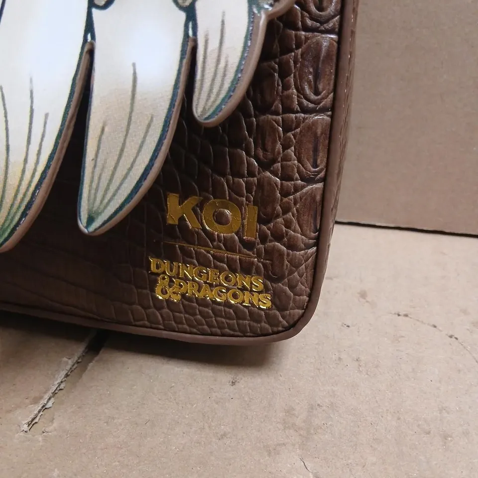 KOI DUNGEONS & DRAGONS BROWN HANDBAG WITH MONSTER-MOUTH TEETH DESIGN