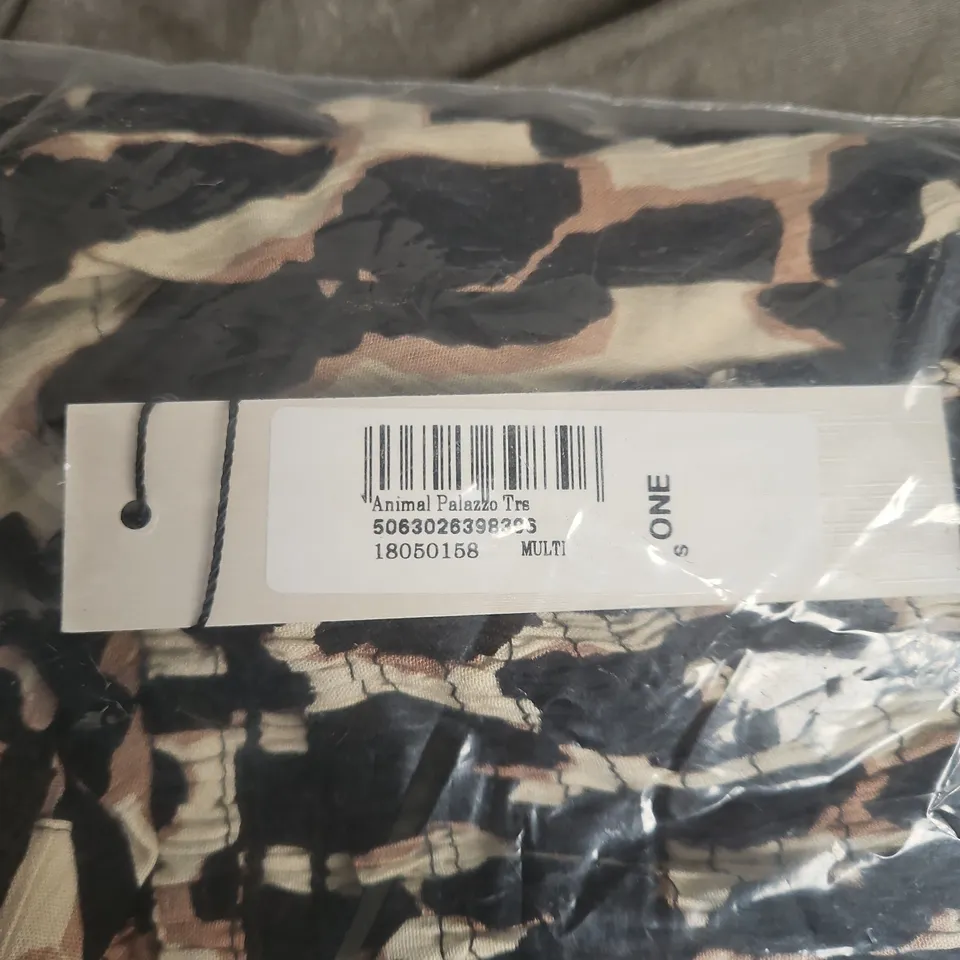 BAGGED ROMAN ORIGINALS ANIMAL PALAZZO TROUSERS – CAMOUFLAGE PRINT, ONE SIZE