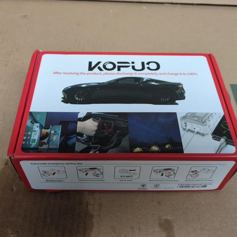 KOPUO JUMP STARTER – PORTABLE CAR JUMP STARTER, BOXED
