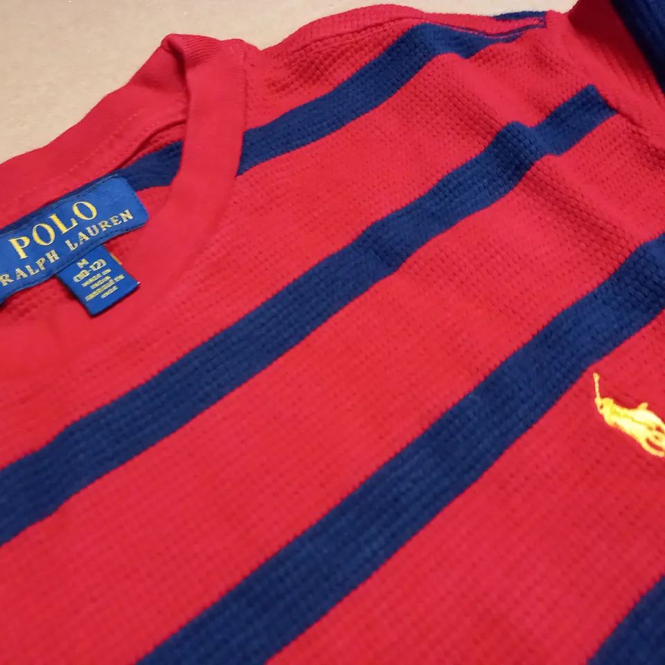 POLO RALPH LAUREN NAVY/RED STRIPED JUMPER - M(10-12)