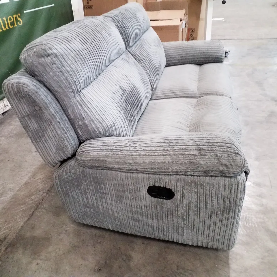 QUALITY DESIGNER 3 SEATER MANUAL RECLINER SOFA - GREY CORDUROY FABRIC 