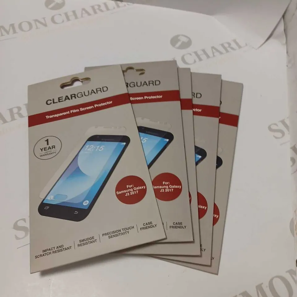 LOT OF FIVE TO INCLUDE CLEAR GUARD SCREEN PROTECTORS FOR SAMSUNG GALAXY J3 2017