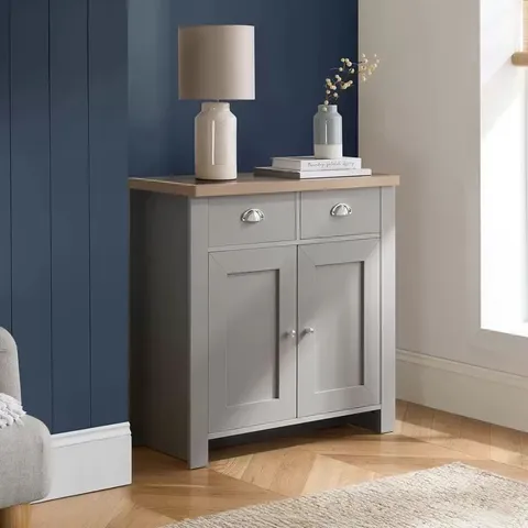 BOXED HIGHGATE 2 DOOR 2 DRAWER SIDEBOARD - GREY/OAK EFFECT (1 BOX)£