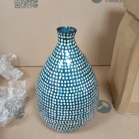 BLUE POLKA DOT DECORATIVE VASE 