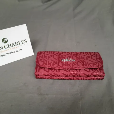 KIPLING MONEY PURSE IN RED JACQUARD 