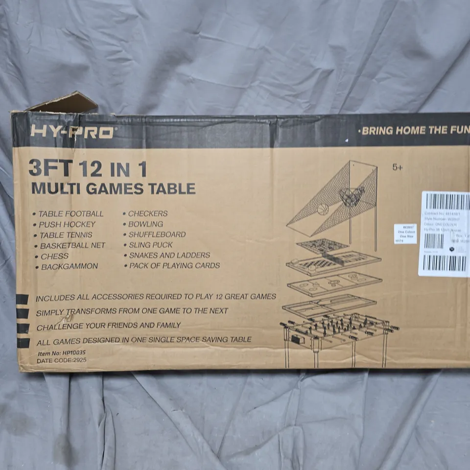 BOXED HY-PRO 3FT 12 IN 1 MULTI GAMES TABLE - COLLECTION ONLY
