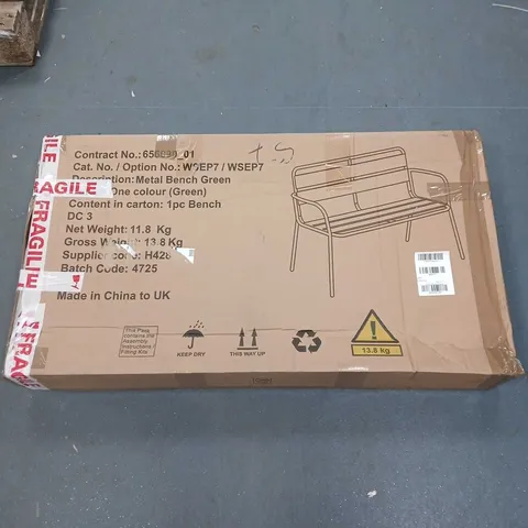 BOXED METAL GREEN BENCH