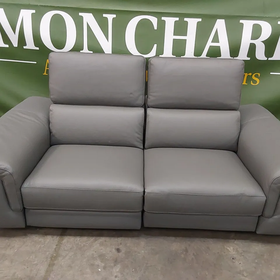 QUALITY DESIGNER ITALIAN MADE FLAVIO 2-SEATER ELECTRIC 2-MECHANISM SOFA IN GREY ANTHRACITE LEATHER