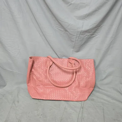 PINK WOVEN HANDBAG WITH TOP HANDLES
