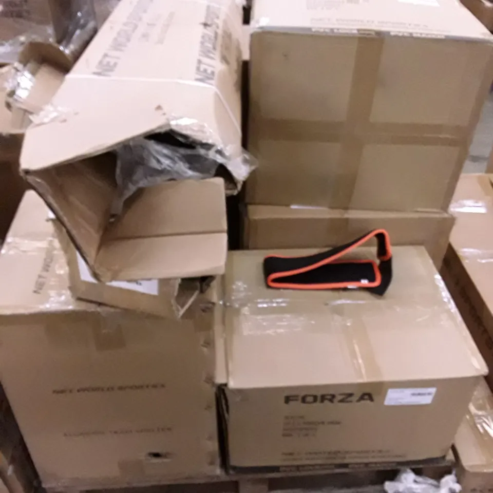 PALLET OF ASSORTED SPORTING PARTS TO INCLUDE PARTS FROM TEAM SHELTERS, SOCCER GOALS AND STOP THAT BALL EXTENDER