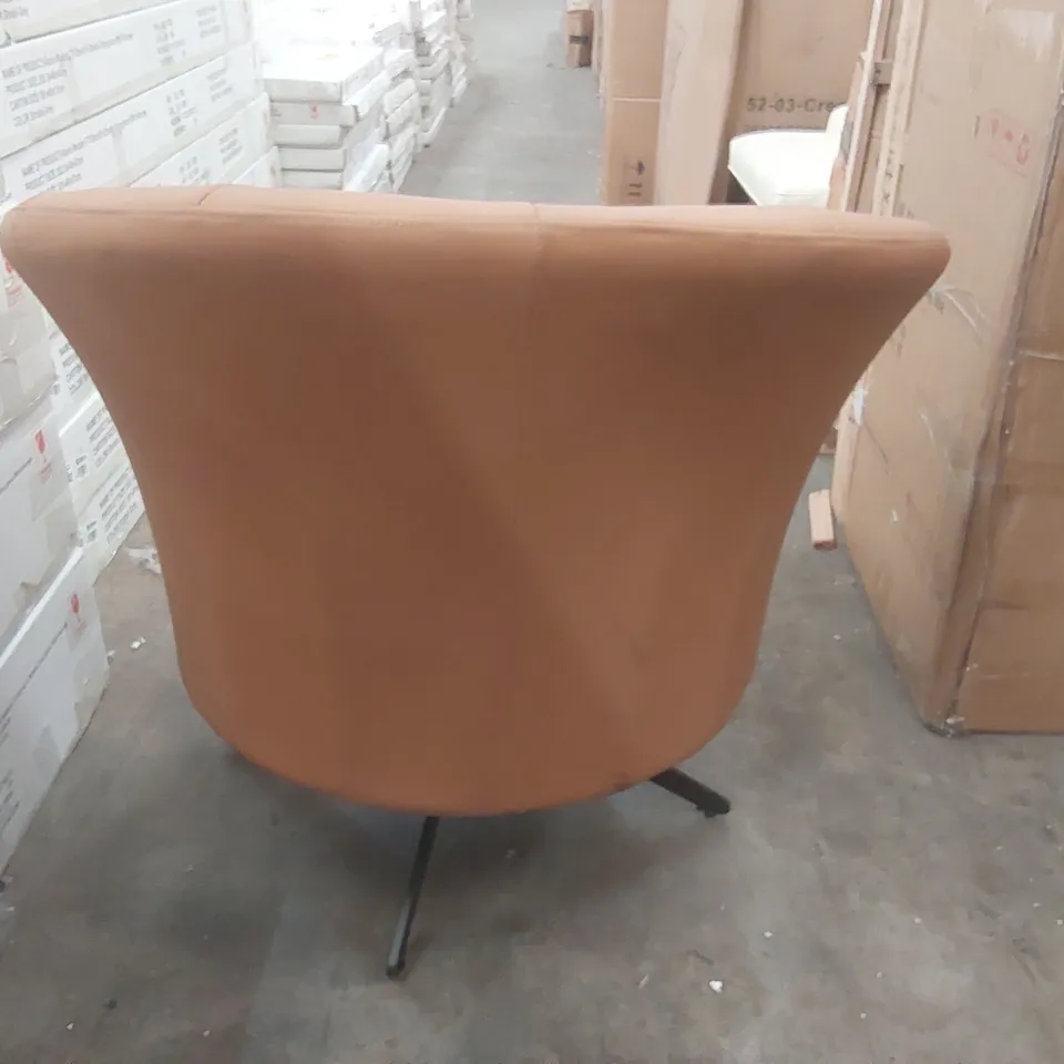 DESIGNER FAUX LEATHER UPHOLSTERED SWIVEL ARMCHAIR