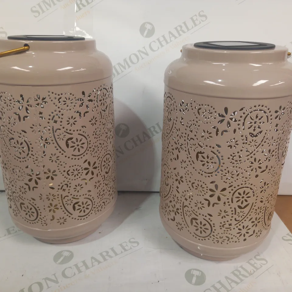 GARDEN REFLECTIONS SET OF 2 PATTERNED SOLAR LANTERNS
