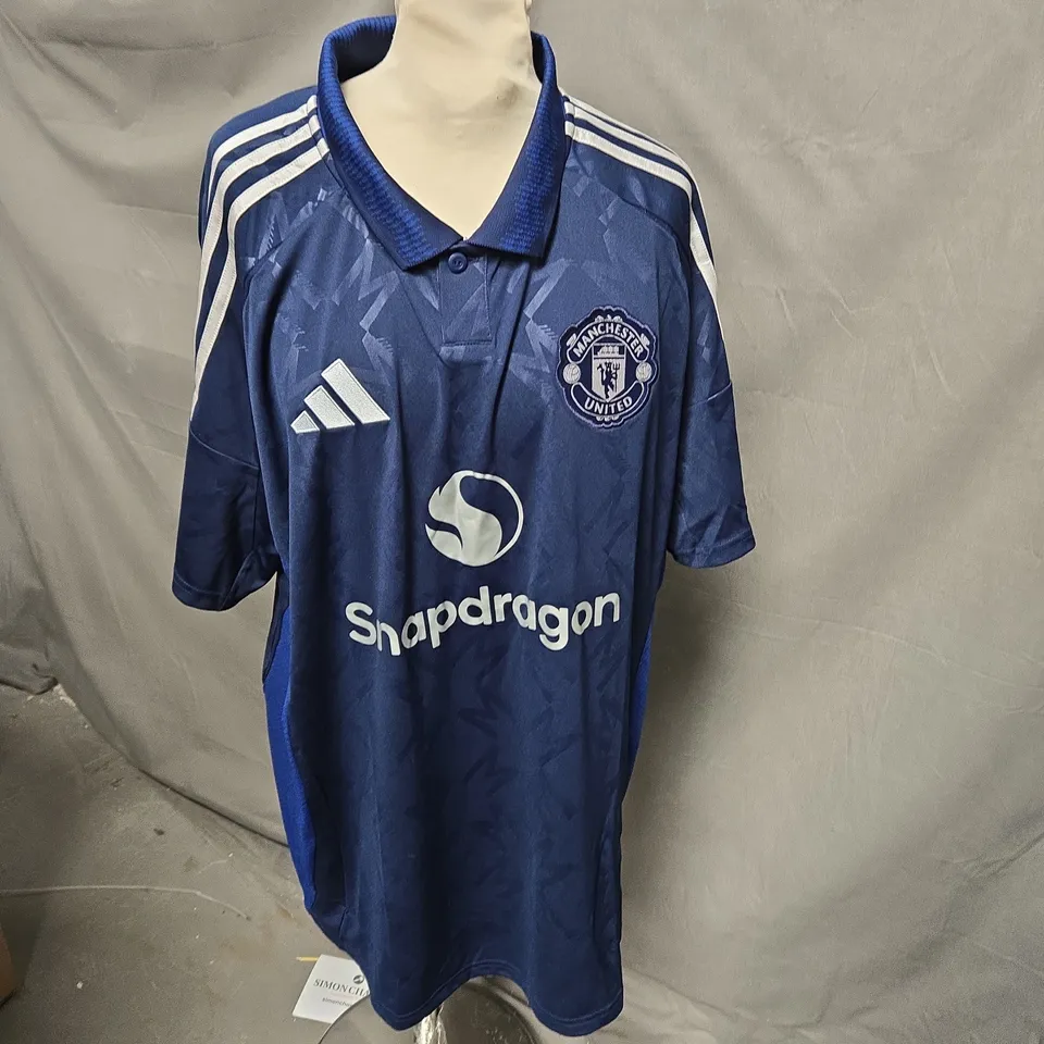 ADIDAS MANCHESTER UNITED FOOTBALL SHIRT BLUE SLIM FIT SIZE XL