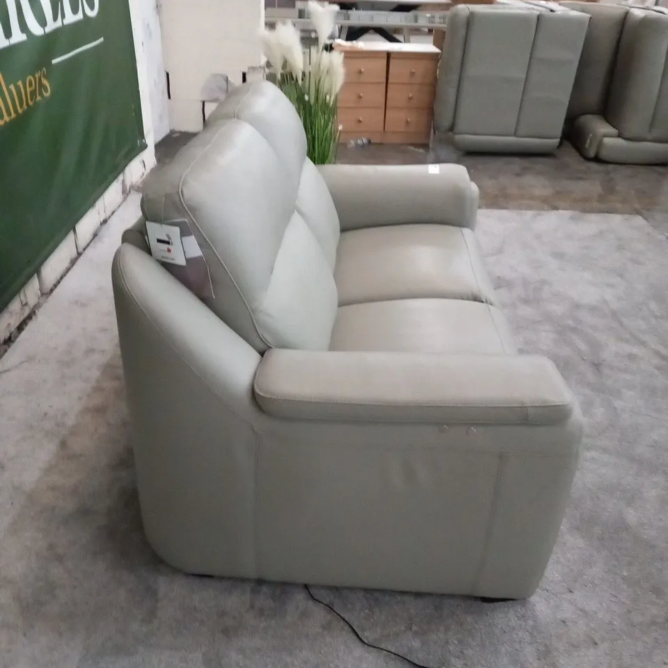 DESIGNER ITALIAN MADE PARMA GREY LEATHER ELECTRIC RECLINING TWO SEATER SOFA