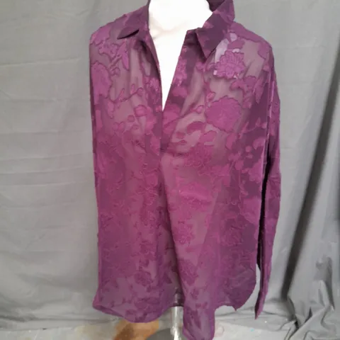 FRENCH CONNECTION BURNOUT SATIN POPOVERIN BLACKBERRY SIZE 10