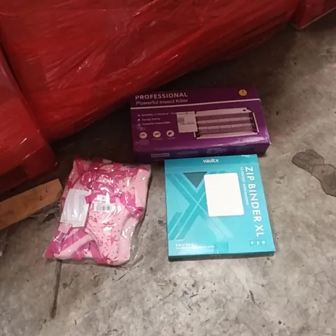 PALLET CONTAINING A LARGE QUANTITY OF ITEMS TO INCLUDE -INSECT KILLER, ZIP BINDER , CHILDREN'S SAFETY VEST ETC