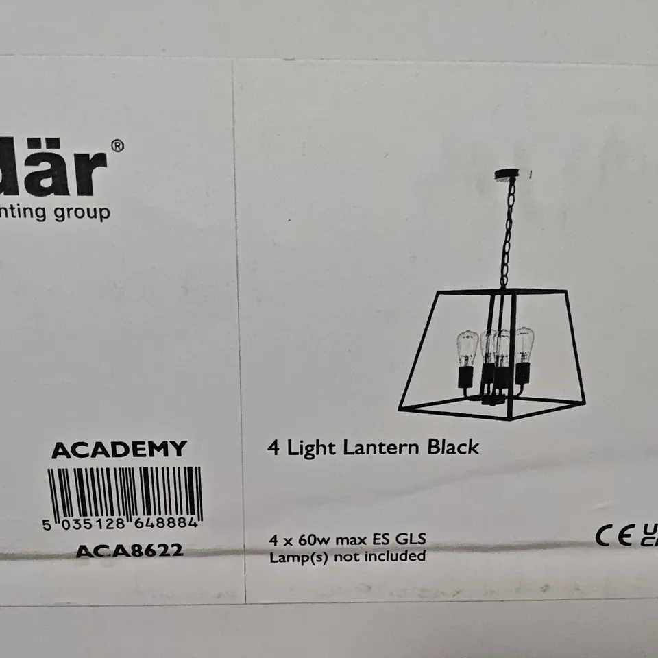 BOXED DAR ACADEMY 4-LIGHT LANTERN IN BLACK