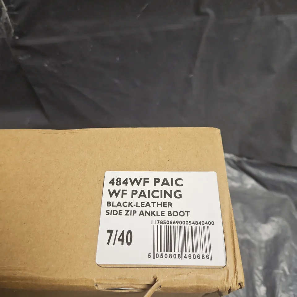 DUNE LONDON BLACK LEATHER ANKLE BOOTS WITH SIDE ZIP – UK 7 (EU 40)