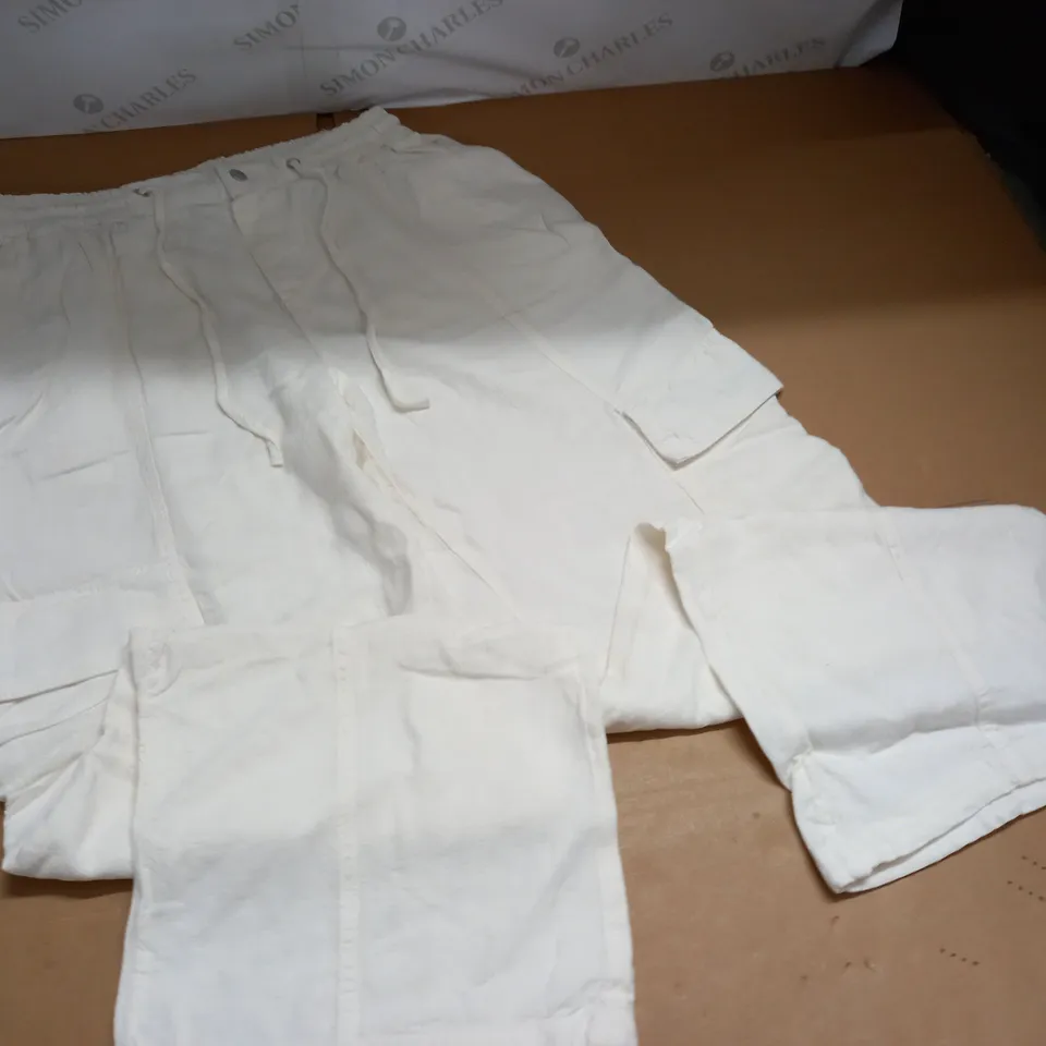 ASOS DESIGN LINEN PULL CARGO TROUSERS - UK 12