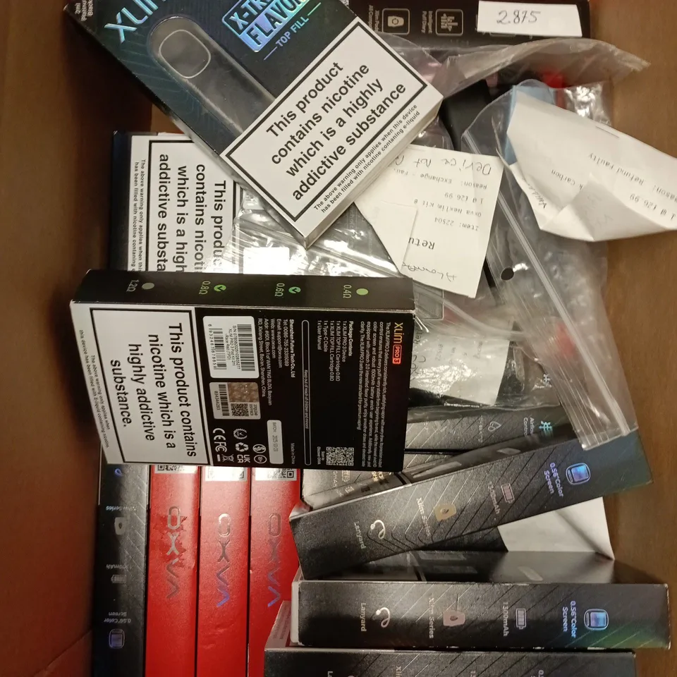 APPROXIMATELY 15 ASSORTED E-CIGARETTE PRODUCTS TO INCLUDE - XLIMPRO 2, VPRIME, OXVA ETC 