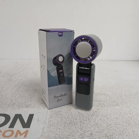 HANDHELD FAN – PURPLE RING, USB RECHARGEABLE, BOXED K801