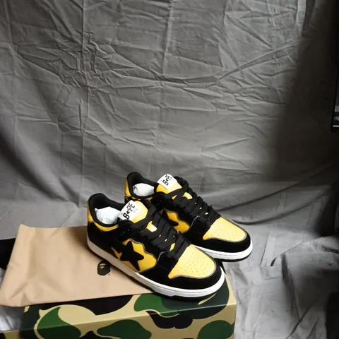 A BATHING APE SK8-STA SNEAKERS – YELLOW/BLACK, UK 8