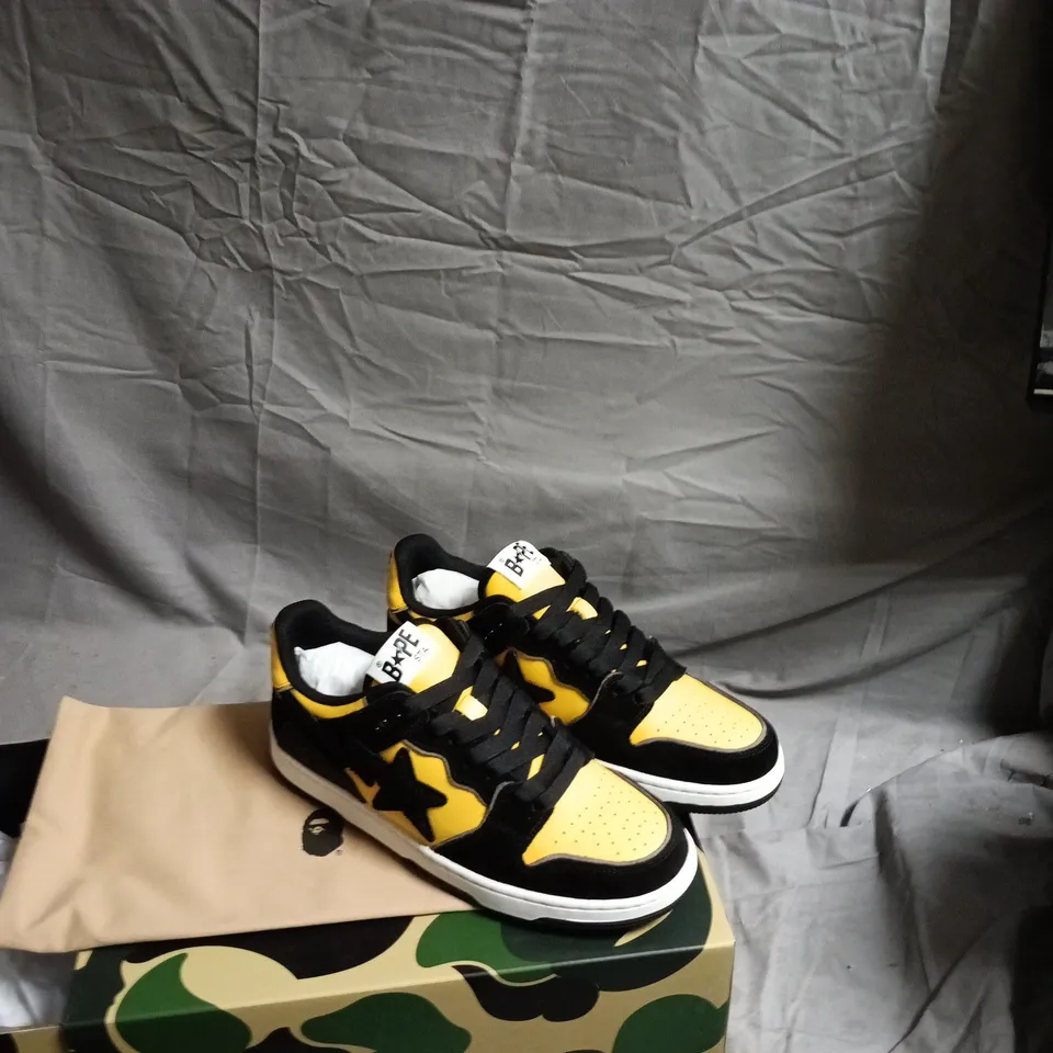 A BATHING APE SK8-STA SNEAKERS – YELLOW/BLACK, UK 8