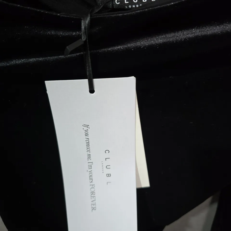 CLUB LONDON BLACK VELVET CAMILLA DRESS – WITH TAGS UK 8