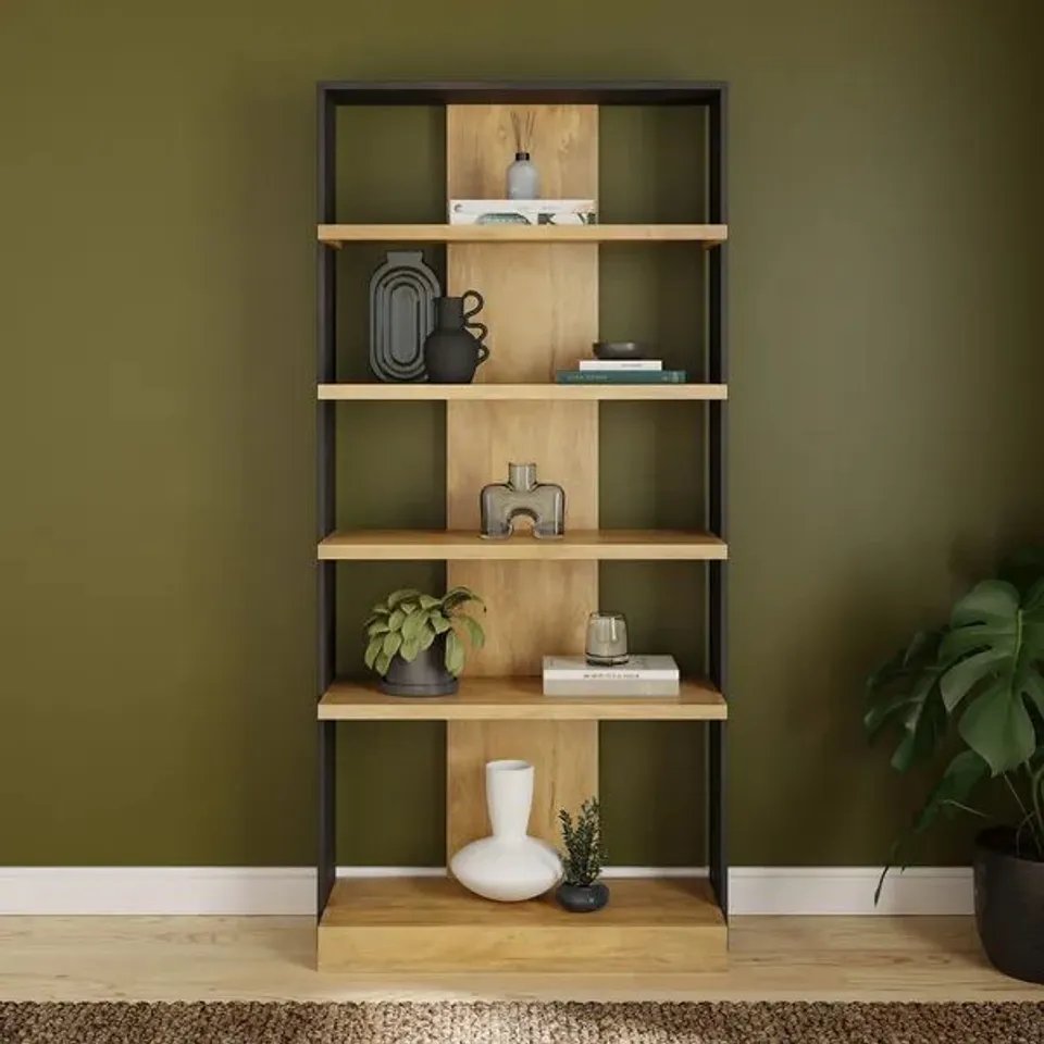 BOXED MARLENE CHUNKY OPEN SHELVES - MANGO WOOD EFFECT/BLACK (2 BOXES)