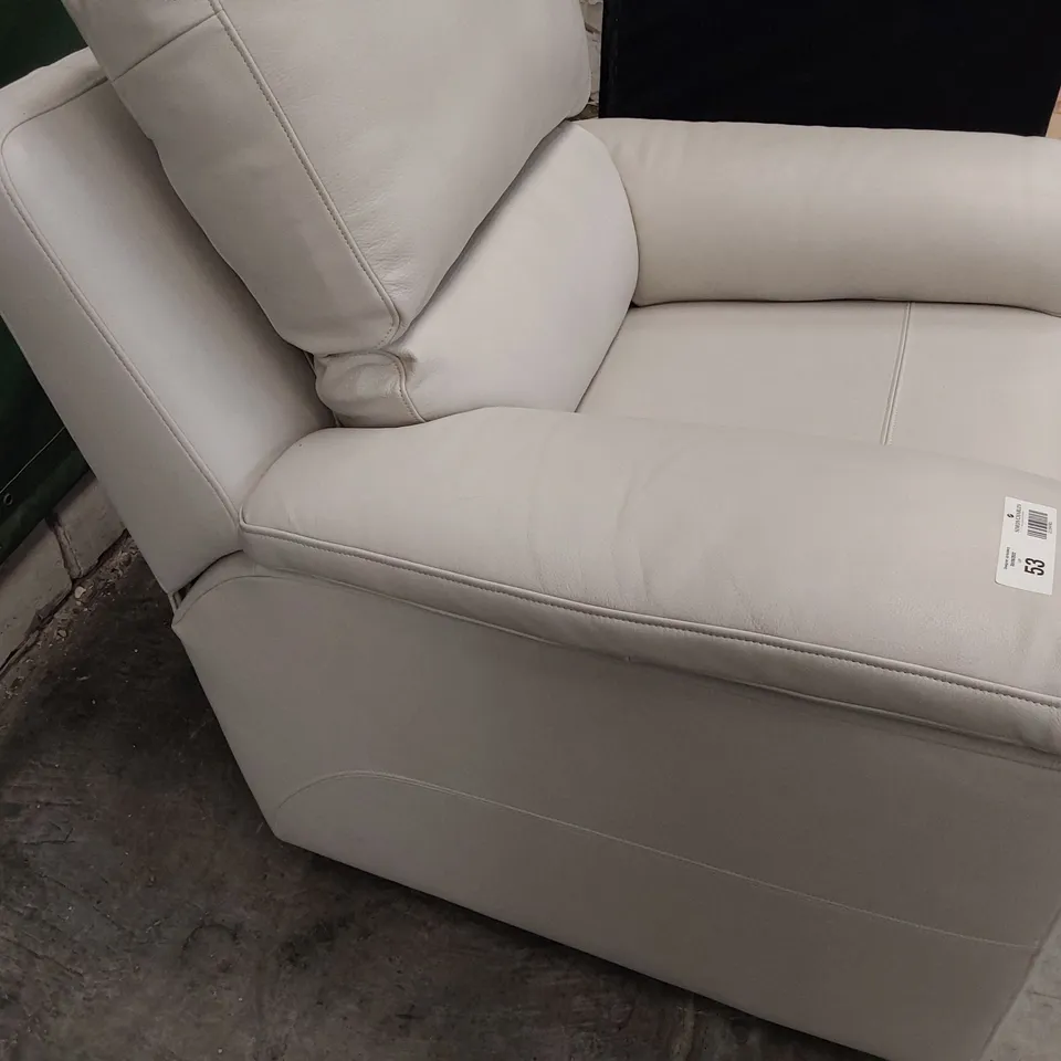 QUALITY BRITISH DESIGNER G PLAN STRATFORD THREE SEATER SOFA CAPRI CHALK LEATHER 