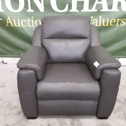 QUALITY ITALIAN DESIGNER PARMA NEW ELECTRIC RECLINER CHAIR -  DARK GREY LEATHER