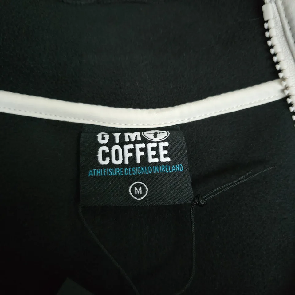 GYM+COFFEE INDUSTRY HALF ZIP BLACK FLEECE JACKET – SIZE M