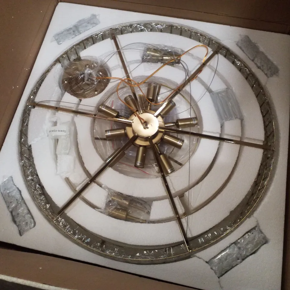 BOXED 10-LIGHT GOLD CHANDELIER 