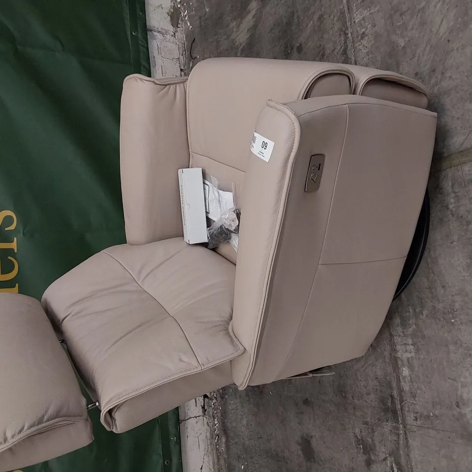 QUALITY BRITISH DESIGNER G PLAN MALMO POWER RECLINING ROCKING/SWIVEL CHAIR CAMBRIDGE PLASTER LEATHER 