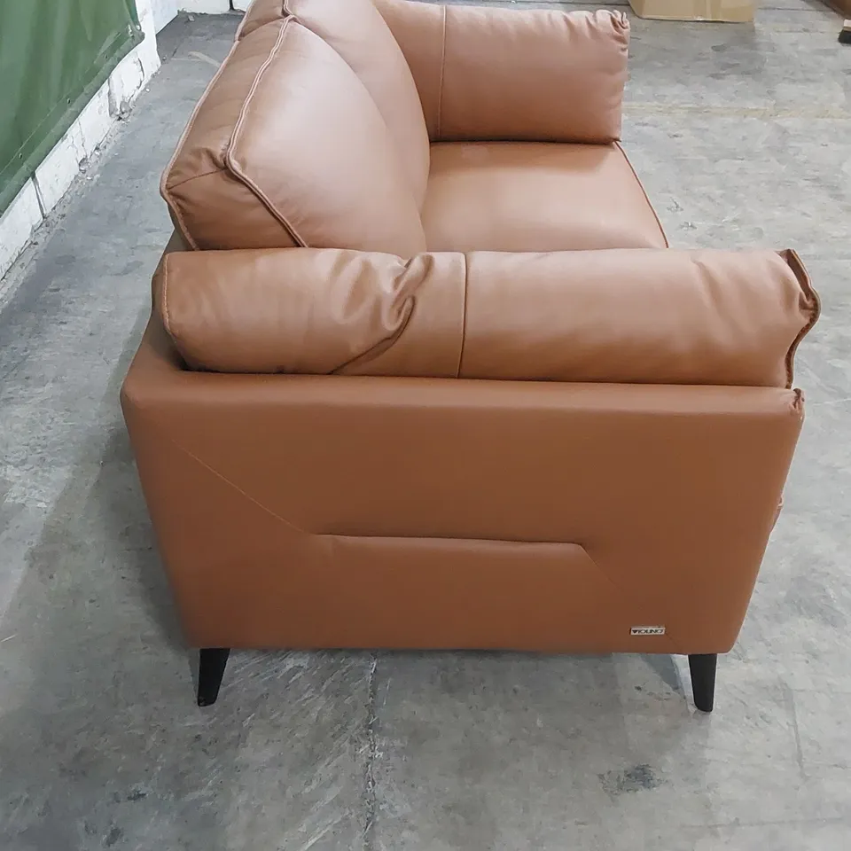 DESIGNER SASHA 2 SEATER TAN LEATHER SOFA