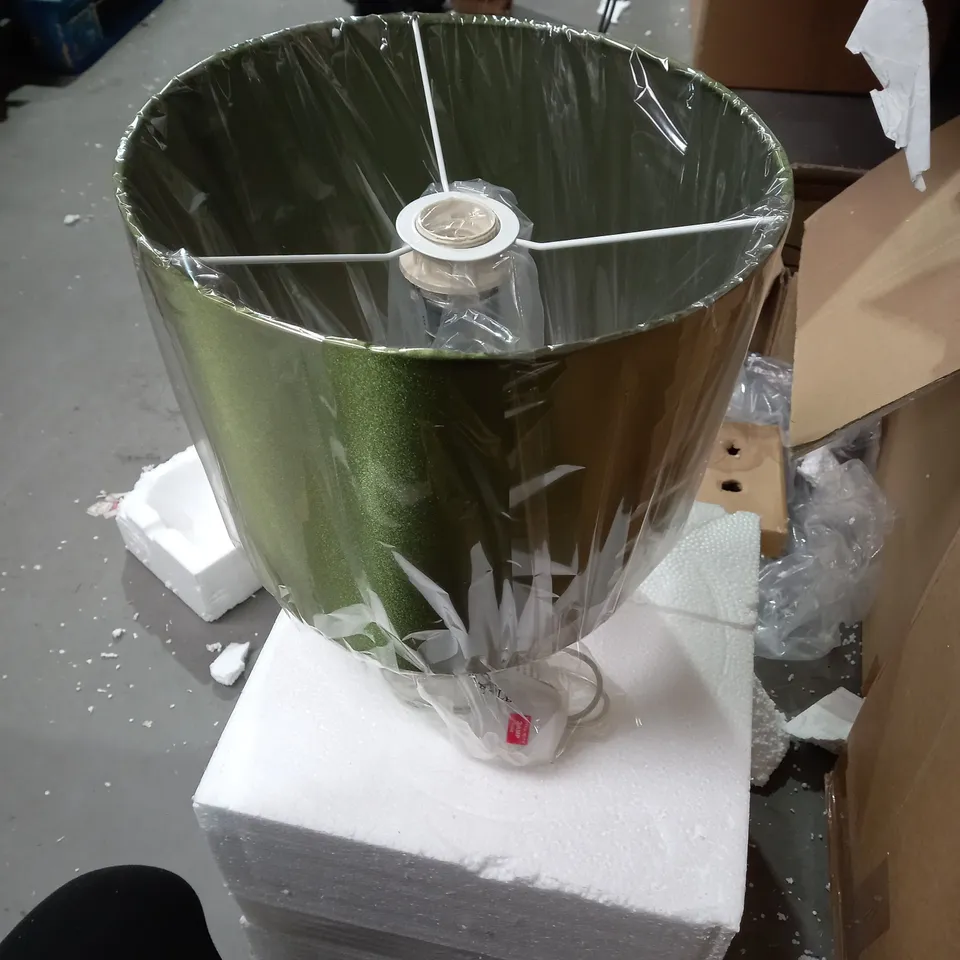 DILLON GLASS TABLE LAMP CW SHADE SAGE GREEN