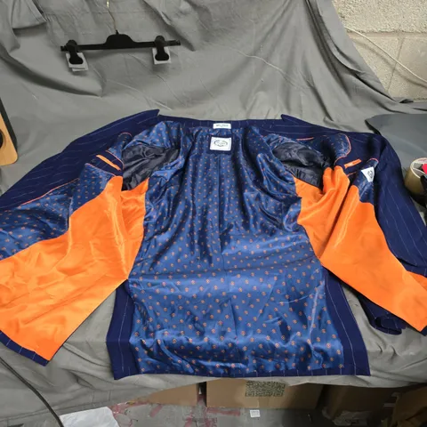 NAVY PINSTRIPE BLAZER (MEN'S) WITH ORANGE LINING