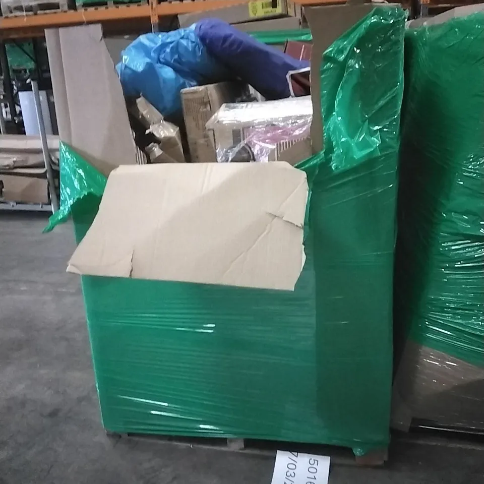 PALLET OF ASSORTED HOUSEHOLD GOODS AND PRODUCTS TO INCLUDE; HEATER, HEALTH CARE, DOLL HOUSE, KIDS GAMES ETC 