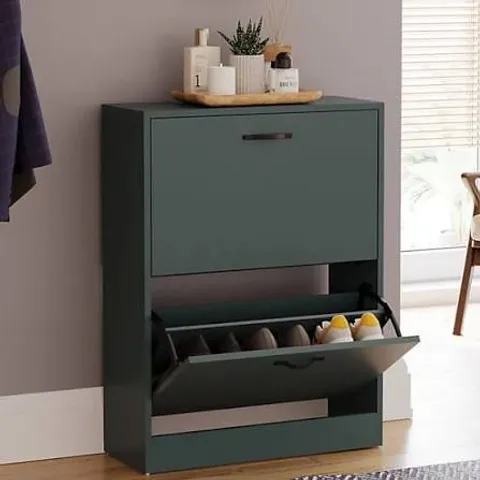 BOXED VIDA 2 DRAWER SHOE CABINET - GREEN (1 BOX)