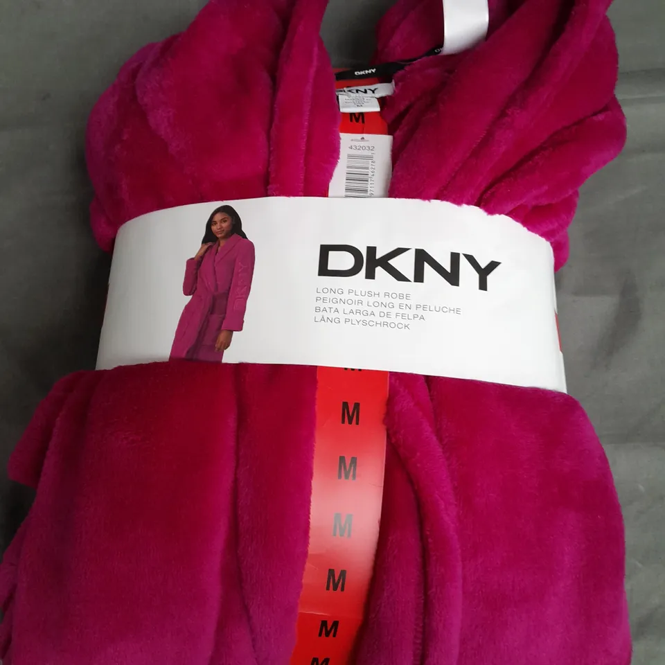 DKNY LONG PLUSH ROBE IN PINK - MEDIUM